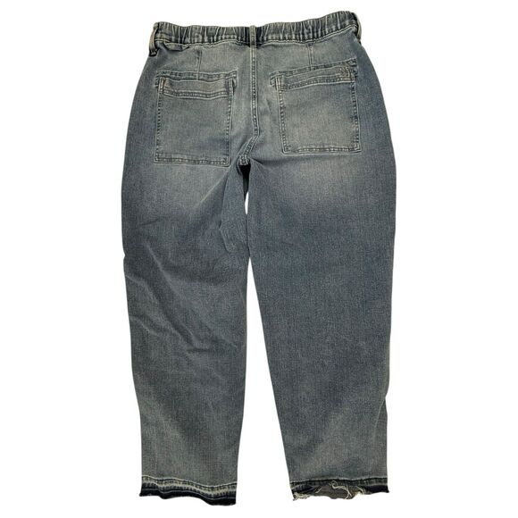 UpWest Relaxed Leg Boho Jeans Size Large Drawstring Released Hem Elastic Back - Picture 5 of 13